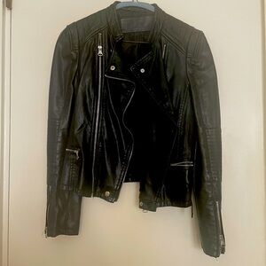 Black Faux Leather Biker Jacket size small